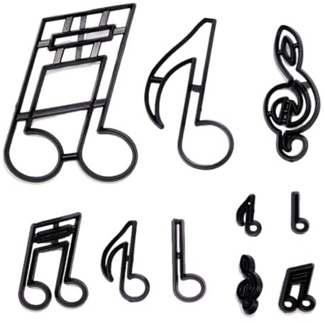 10 Stück Fondant-Ausstechformen Mit Musikmotiv, Tortenaufsätze Mit Musik, Ausstechformen-Set, Musikdekorationen