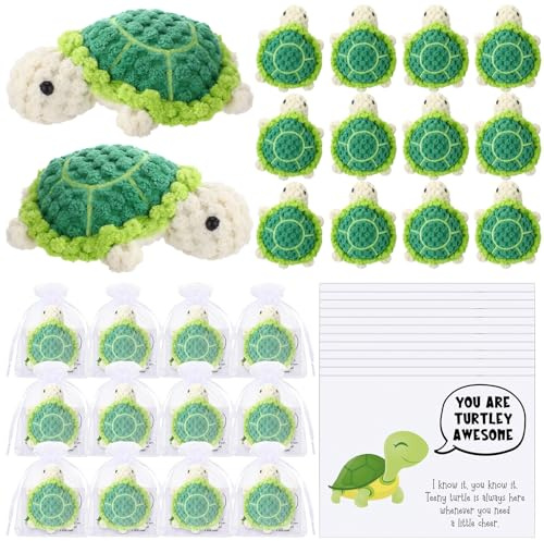 RoundFunny 6 Sets Funny Crochet Turtle Gift Positive Handmade Animal Mini Emotional Knitted Turtle Appreciation Support Inspirational Gift for Graduation Teacher Nurse Employee Coworker Staff Office