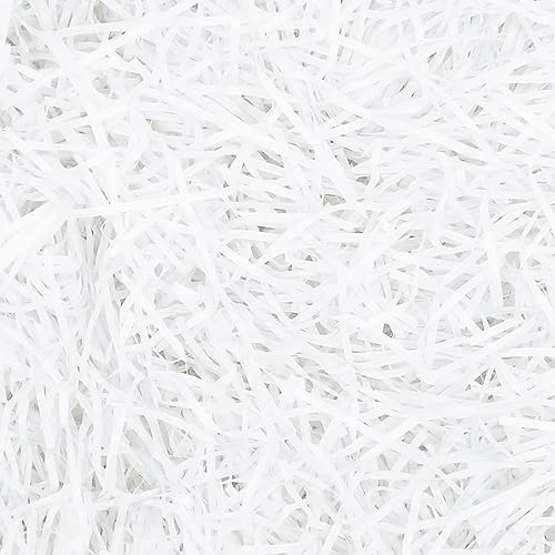 200g Riempimento di Rafia per Cesto Regalo Triturato Riempimento di Carta Regalo per Riempimento di Cesto Regalo e Incarto Regalo per Decorazioni di Scatole Regalo (Bianco)