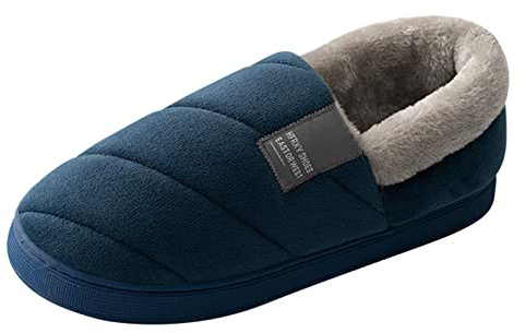 Pantuflas de piel de cordero para hombre cerradas parejas hombres Slip On Furry Flat Winter Round Toe Keep Warm Solid Color Slippers Zapatos Zapatillas de estar por casa para hombre 41 Invierno,