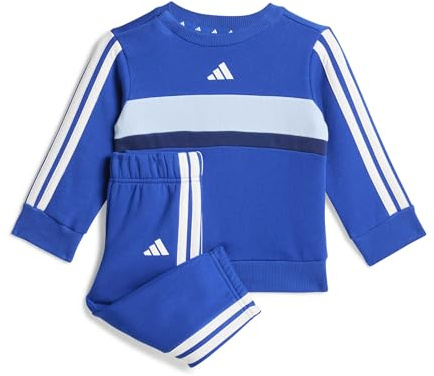 adidas Unisex - Bimbi 0-24 Seasonal Essentials Tiberio 3 Stripes Fleece Crew Set Track Suit, team royal blue/glow blue/dark blue/white, 3-4 Years