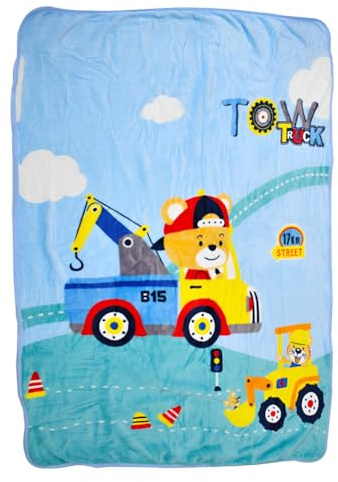 SYTTNUM Manta de Franela para Niños, Manta de Peluche, Engineering Vehicle Manta Infantil, Manta para Sofá de Franela, Sofá o Cama,Manta de Franela para el Salón(100 x 140cm)