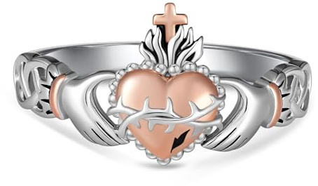 Claddagh Ring 925 Sterling Silver Sacred Heart of Jesus Christian ring Iirish Jewelry Gifts For women 9