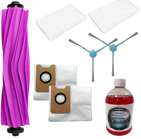 Roboparts® Pack 8 en 1. Rodillo Central Mascotas, cepillos Laterales y Filtros Hepa para Cecotec Conga Z100. Repuestos y Accesorios para Robot Aspirador