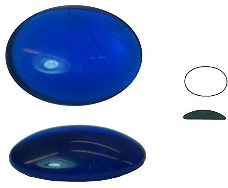Ullmanglas muggsten av glas, 1 st., uppmättad, kanter rundad, oval, ca 18 x 13 mm, h ca 6 mm Transparent kobaltblå