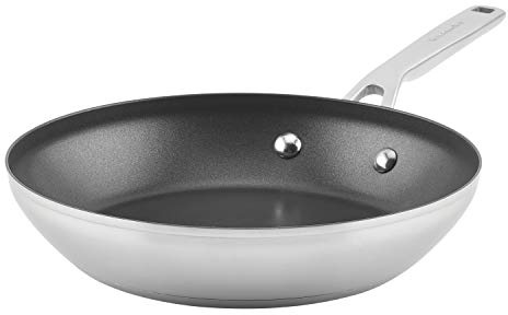 KitchenAid 71008 3-Ply Base Brushed Stainless Steel Nonstick Frying Pan/Fry Pan/Skillet, 9.5 Inch