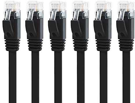 Yauhody CAT 6 Ethernet Cable 4.5m 6-Pack, Black | High Speed, Gigabit Cat6 Internet Network LAN Patch Cords, Pure Copper, Snagless RJ45 Connector for Modem, Router, Computer