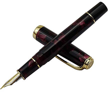 Hongdian 960 Füllfederhalter, feine Feder, dunkelrote Farbe Acrylharz Schaft mit Konverter