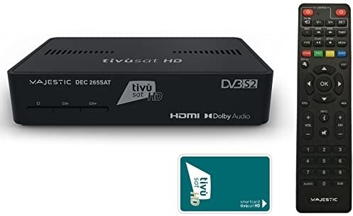 Majestic DEC 265 SAT - Decoder satellitare tivù sat, supporto HEVC MAIN 10, telecomando programmabile, smart card HD e ingresso USB