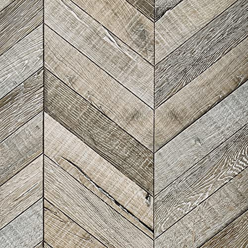 Jeweluck Wood Shiplap Peel and Stick Wallpaper Herringbone Contact Paper 17.7”×118.1” Rustic Wood Wallpaper Peel and Stick Backsplash Textured Removable Wall Paper for Countertop Decorative Vinyl