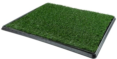 PETMAKER Artificial Grass Puppy Pad for Dogs and Small Pets - 24x19-Inch Reusable 4-Layer Training Potty Pad with Tray - Dog Housebreaking Supplies