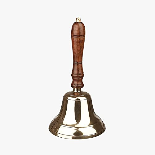 ACL Bar Accessories - Campana de Madera - Decoraciones náuticas - Campana de latón única con Sonidos Fuertes nítidos - Ideal para recepción, Pubs y Decoraciones navideñas (pequeño)