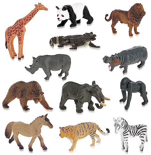12 Stück Tiere Figuren Zoo Mini Bauernhof Tierfiguren Modelle für Nutztiere, Bauernhof, Animal Figures Safari für Ostereier Geburtstag Tier Themed Party
