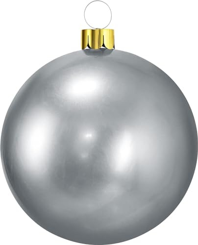 URBNLIVING Inflatable Christmas Bauble Ball Decoration Xmas Tree Outdoor Hanging Ornaments (45cm, Silver)