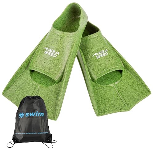 Aqua Speed Reco Set Palmes de Natation Courtes High-Tech pour Adultes et Enfants + Sac à Dos Ultrapower #Swim Bag Sac à Dos pour Homme Femme Palmes d'entraînement Couleur : Vert Citron lagon/12,