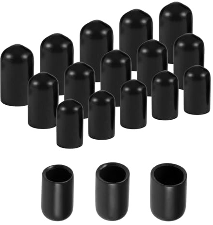 QUARKZMAN 60pz Tappi Terminali in Gomma Rotondi 9/32 3/8 1/2(7mm 10mm 12mm) Coperture in Vinile Nero per Protezione Filettature di Viti Assortimento Kit