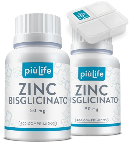 Zinc Bisglicinato PiùLife, 800 Comprimidos, Bisglicinato De Zinc 50mg Del Cual Zinco Puro 15mg, Suplemento Para Piel Cabello Y Uñas, Sistema Inmunologico, Antioxidante