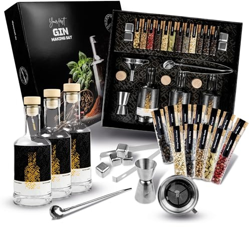 DIBYS Gin Fai da Te Kit - 12 Spezie per Gin Tonic - Set Degustazione per Buongustai - Kit Cocktail Regalo - Cocktail Kit di Infusione con 4 Ricette - Fai Da Te Set - Perfetto Come Regalo per Lui