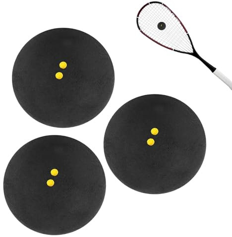WanderGo Squash Bälle, 3er-Set Squash Ball, Doppelte gelbe Punkte Squashbälle, 38-40mm Gummi SquashBalls für Elite-Wettkämpfe/Training