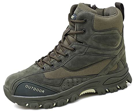 Générique Bottes de Randonnée en Cuir Suède pour Hommes Bottes Tactiques Militaires Chaussures Montantes Desert Entrainement,Vert,42
