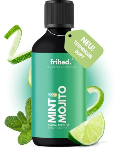 frihed.® Sauna Infusion Flow Infusion for All Sauna Types Trendy Sauna Fragrance Extra High-Quality Oil Gift Idea (Mint Mojito, 100 ml)