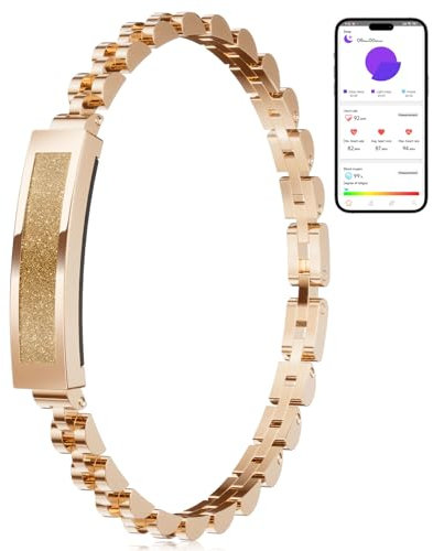 LIGE Smart Armband Damen Fitness Tracker Armband 5 ATM Wasserdicht mit Mehrere Sportmodi, Schlafmonitor, Herzfrequenz, SpO2, Fitness Armbänder Kalorie für Android iOS Kein Display Edelstahl Rose Gold