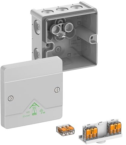 Spelsberg Abox SLK-2.5 IP66 Junction Box with 3 Screwless 3-Wire Terminals, Floor-Fixed Design, Internal Mounting Points, Grey