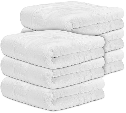 DECASATEXTIL Pack 6 Toallas Lavabo Blancas - 50x90cm - 500 gsm 100% Algodón Premium - Toallas Baño - Toallas Manos - Calidad Hotel