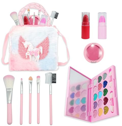 AYNKH Maquillage pour Filles, Kit de Maquillage Lavable pour Enfants avec Pinceaux, Jouets de Jeu de Princesse pour 3-12 Ans, Cadeau d'anniversaire de Noël et de Fête d'halloween pour Les Filles