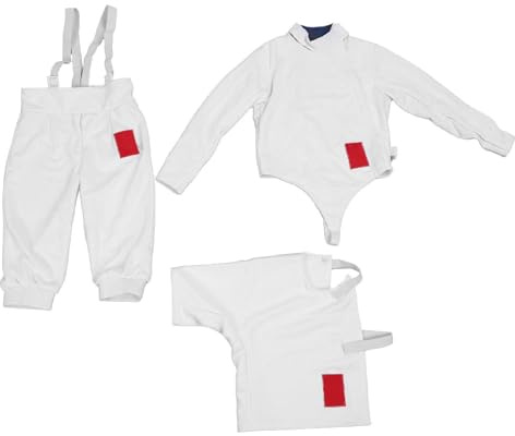 Tbest Traje de esgrima para niños, tejido antidesgarros, transpirable, ajustable, pantalones protectores unisex, conjunto de chaqueta y chaleco para entrenamiento de niños(46)
