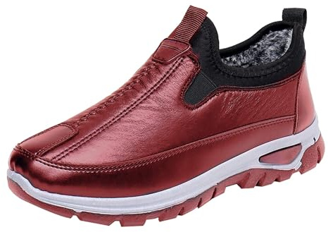 Generisch Scarpe da corsa da donna, calde, scarpe da ginnastica invernali, scarpe da jogging, leggere, senza lacci, per il fitness, per la formazione su strada, Colore: rosso, 41 EU