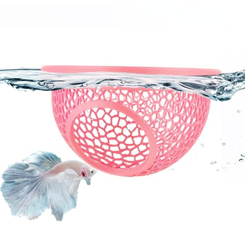 Pink Floating Betta Hide & Shrimp Cave – 3D Printed Aquarium Hammock, Feeding Ring & Resting Spot for Betta Fish, Shrimp & Small Fish (Eco-Safe PLA)