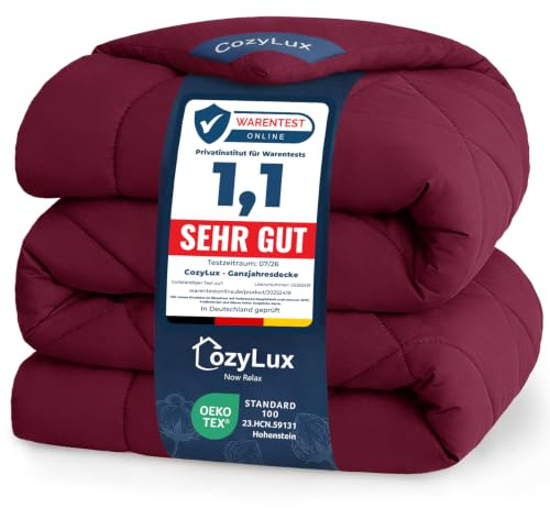 CozyLux Täcke för enkelsäng 155 x 220 cm för 4 årstider, mikrofiber påslakan 300 g/m², vintertäcke 155 x 220, mjuk, varm och andas, maskintvättbar, 220 x 155, röd