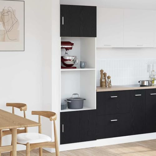 Générique Armoire à Micro-Ondes Riga Chêne Noir 60 x 57 x 207 cm,Meubles de Cuisine,3334018