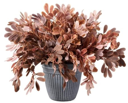 GKOKG Realistic Fall Glossy Privet, Durable Artificial Leaves. Colorful and Seasonal. for Outdoor Bed Fill, Autumn Porch Display, Summer Garden Decoration.