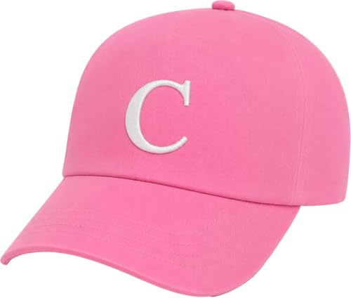 4sold Barn broderad bomull sommar solhatt barn skolbarn kepsar sport hatt Alfabet A-Z pojke flicka justerbar basebollkeps rosa., c, en storlek
