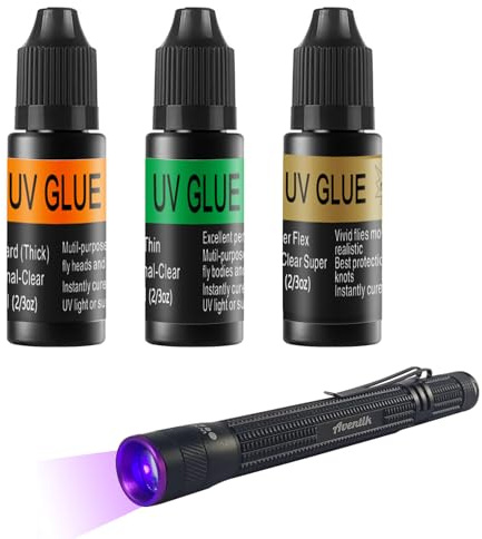 Riverruns UV Clear Glue Thick Thin Flew+UV Power 395nm Zoomable Pen Light for UV Glue Curing,Heads Bodies and Wings, Small Mini Stylus, IPX5 Water-Resistant