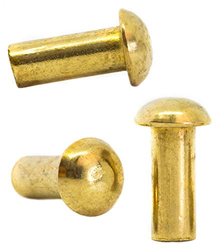 M4 (4 mm x 8 mm) massivt mässing runt huvud nitar DIN 660 (förpackning med 20) - D01B 4x8_20