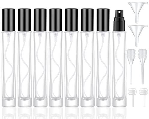 IRON BILL 10ml Glass Spray Bottle, Thick Glass Atomizer, Perfume Decanter Kit, Small Travel Perfume Atomizer Bottle Refillable (8PCS, Black)