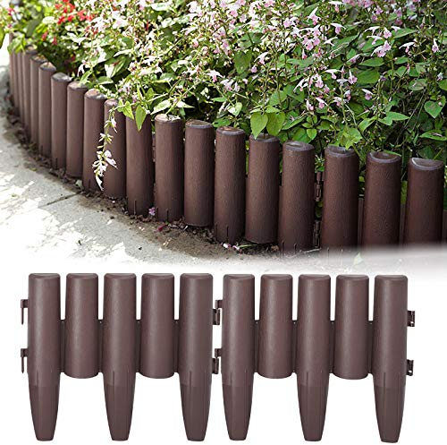 HENGMEI Bordure de Jardin délimitation de Plates-Bandes 2,8 m - 10 pièces Pelouse ou palissade Aménagement du Jardin, Aspect Bois - 28 cm x 24 cm (Chaque pièce)