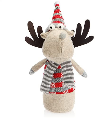com-four® Figura di Alce per la Decorazione Natalizia, Figura di Renna Invernale Come Elemento Decorativo Svedese, Simpatico Sgabello ad Angolo Come Decorazione della Stanza (1 Pezzo - Rosso)