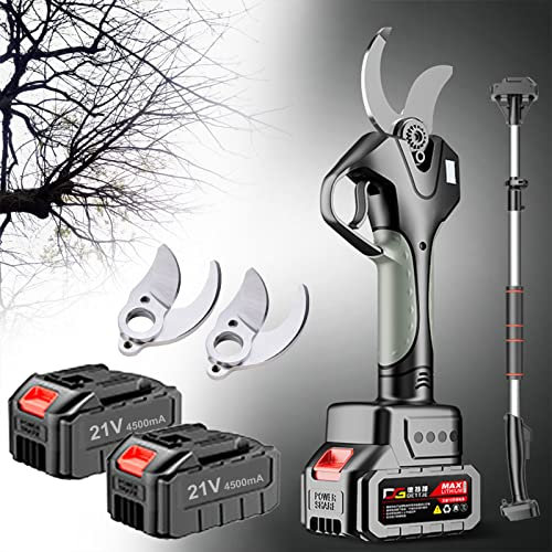 Tijeras de podar a batería 45MM Tijera eléctricas recargables sin cable para ramas de árboles,jardín,Podadera profesional 2.1M Pértiga de extensión (Color : 3 Battery, Size : 3 blade)