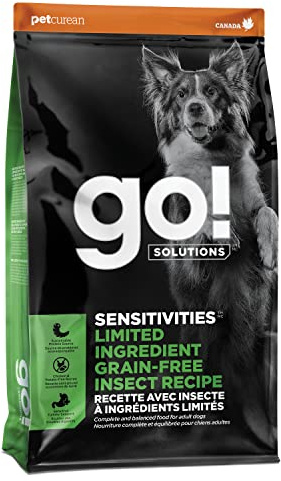 Go! Solutions Sensitivities Limited Ingredient Insect Grain-Free Dry Dog Food, Chicken-Free Kibble Made by Experts for Sensitive Stomachs & Food Allergies, for Puppies, Adults, & Seniors, 3.5 lb Bag