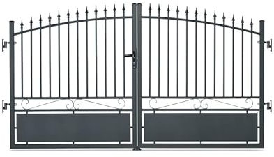 Gardenode Easy Clôture Portail Aluminium Tradition Style ferronnerie 3m50 Gris