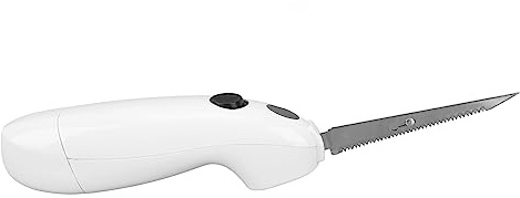 Cordless Electric Fillet Knife, Battery Powered Portable Electrical Food Cutter for Carving Steak, Pork, Chicken, and Bread, Removable Reciprocating Serrated Stainless Steel Blades