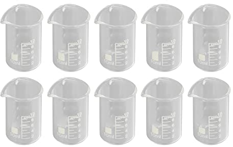 10 Stück 10 Ml Borosilikatglas-Becherglas, Messbecher aus Glas, Labor-Zylinderbecher für Lehrexperimente