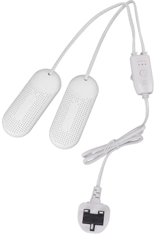 VGEBY Boot Dryer,Shoe Foot Dryer ABS 360 Degree Rapid Heating Portable Shoe Dryer Warmer with Timer for Home Dorm Travel (UK Plug 220‑240V)