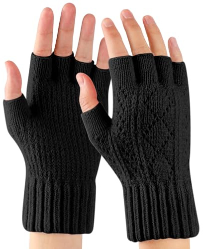 TAGVO Guantes Sin Dedos para Hombre y Mujer, Guantes Térmicos de Forro Polar Elástico Cortaviento Porosidad, Guantes de Exterior para Montar a Caballo, Ciclismo, Teclear, Trabajar, Corriendo
