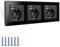 USB Steckdose Schwarz, 3 Fach Glas Platte Steckdose mit USB A & Typ C 3, 16A 250V Glas Steckdose Unterputz, 82mm Dreikopf Wand Steckdose Für Schlafzimmer, Wohnstube, Büro