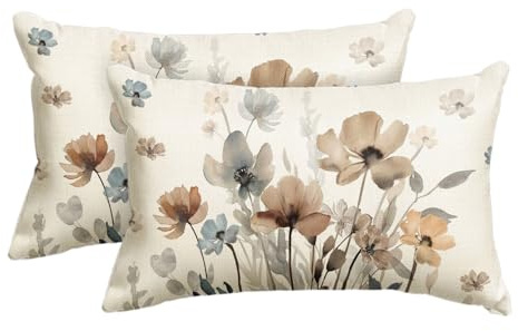 Artoid Mode - Juego de 2 fundas de cojín con flores silvestres geométricas de primavera, 30 x 50 cm, funda de cojín decorativa, funda de cojín para salón, decoración